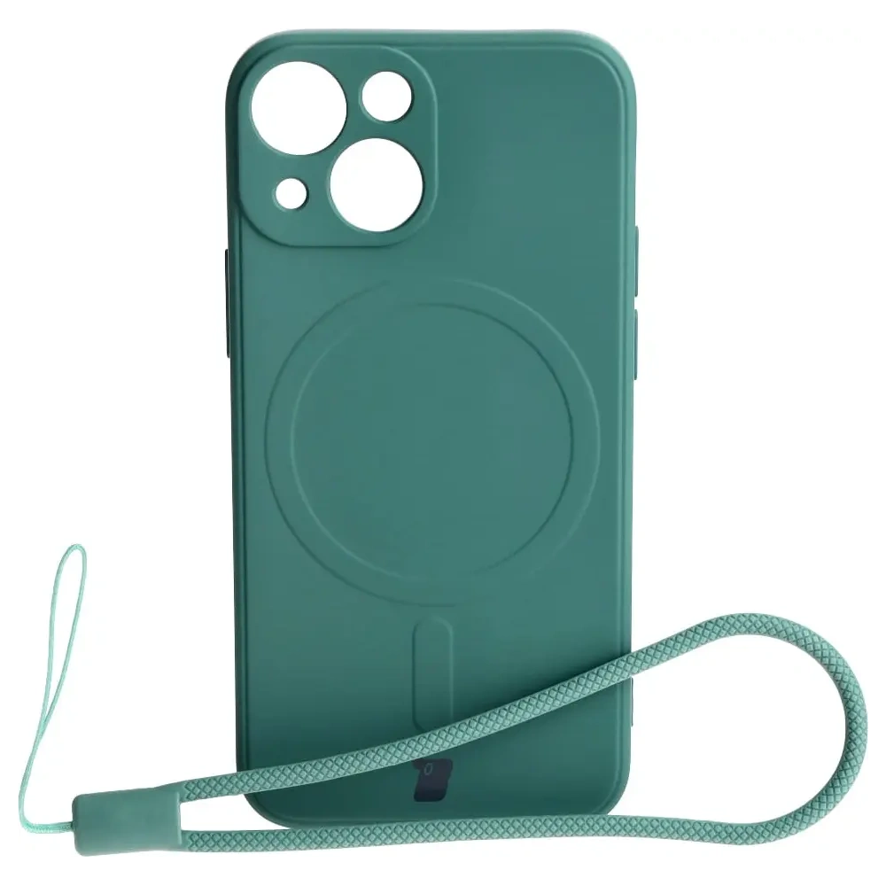 Etui Bizon Case Silicone MagSafe Sq do Apple iPhone 13 Mini ciemnozielone