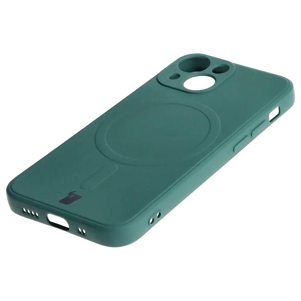 Etui Bizon Case Silicone MagSafe Sq do Apple iPhone 13 Mini ciemnozielone