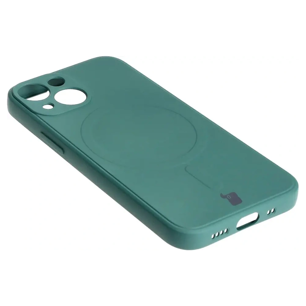 Etui Bizon Case Silicone MagSafe Sq do Apple iPhone 13 Mini ciemnozielone