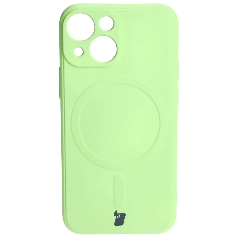 Etui Bizon Case Silicone MagSafe Sq do Apple iPhone 13 Mini jasnozielone