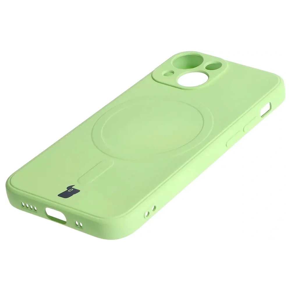 Etui Bizon Case Silicone MagSafe Sq do Apple iPhone 13 Mini jasnozielone