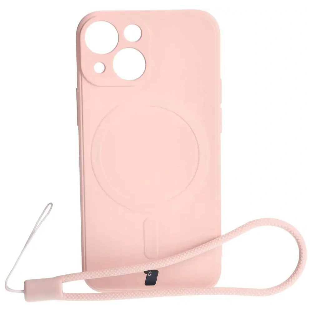 Etui Bizon Case Silicone MagSafe Sq do Apple iPhone 13 Mini jasnoróżowe