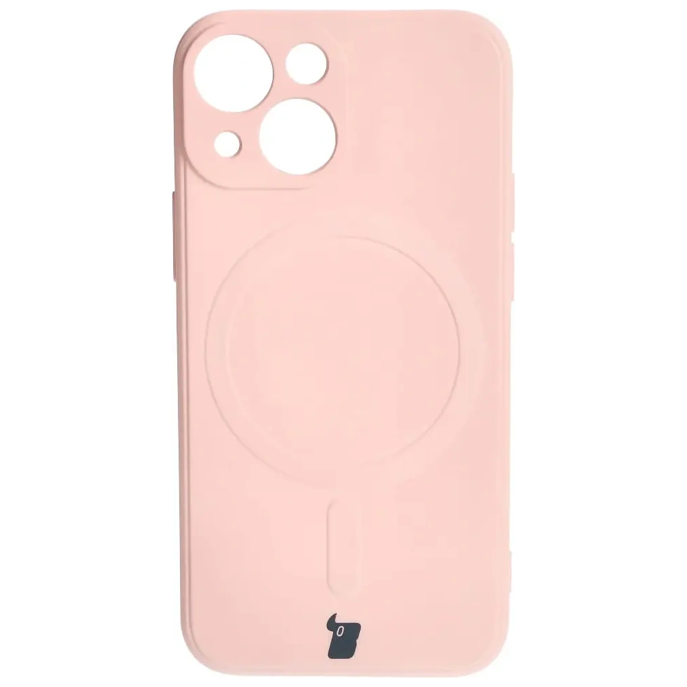 Etui Bizon Case Silicone MagSafe Sq do Apple iPhone 13 Mini jasnoróżowe