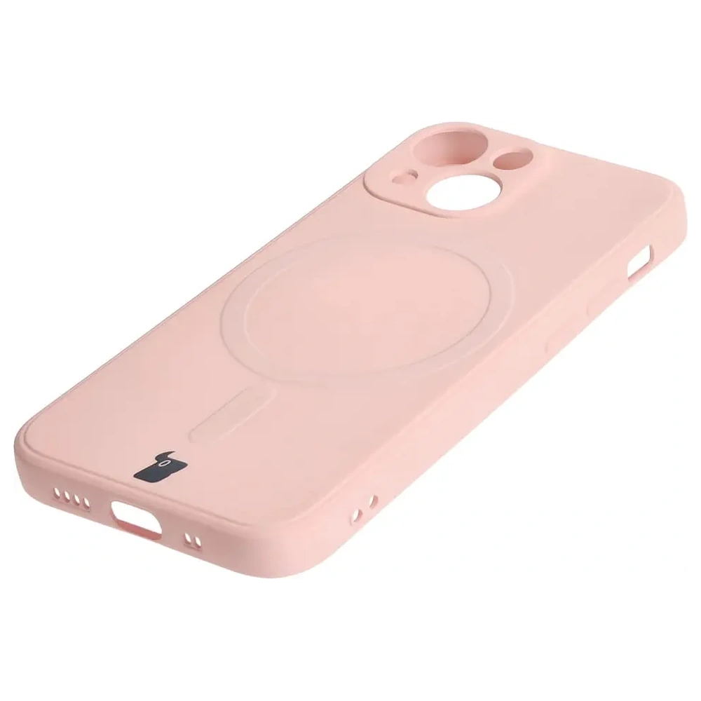 Etui Bizon Case Silicone MagSafe Sq do Apple iPhone 13 Mini jasnoróżowe