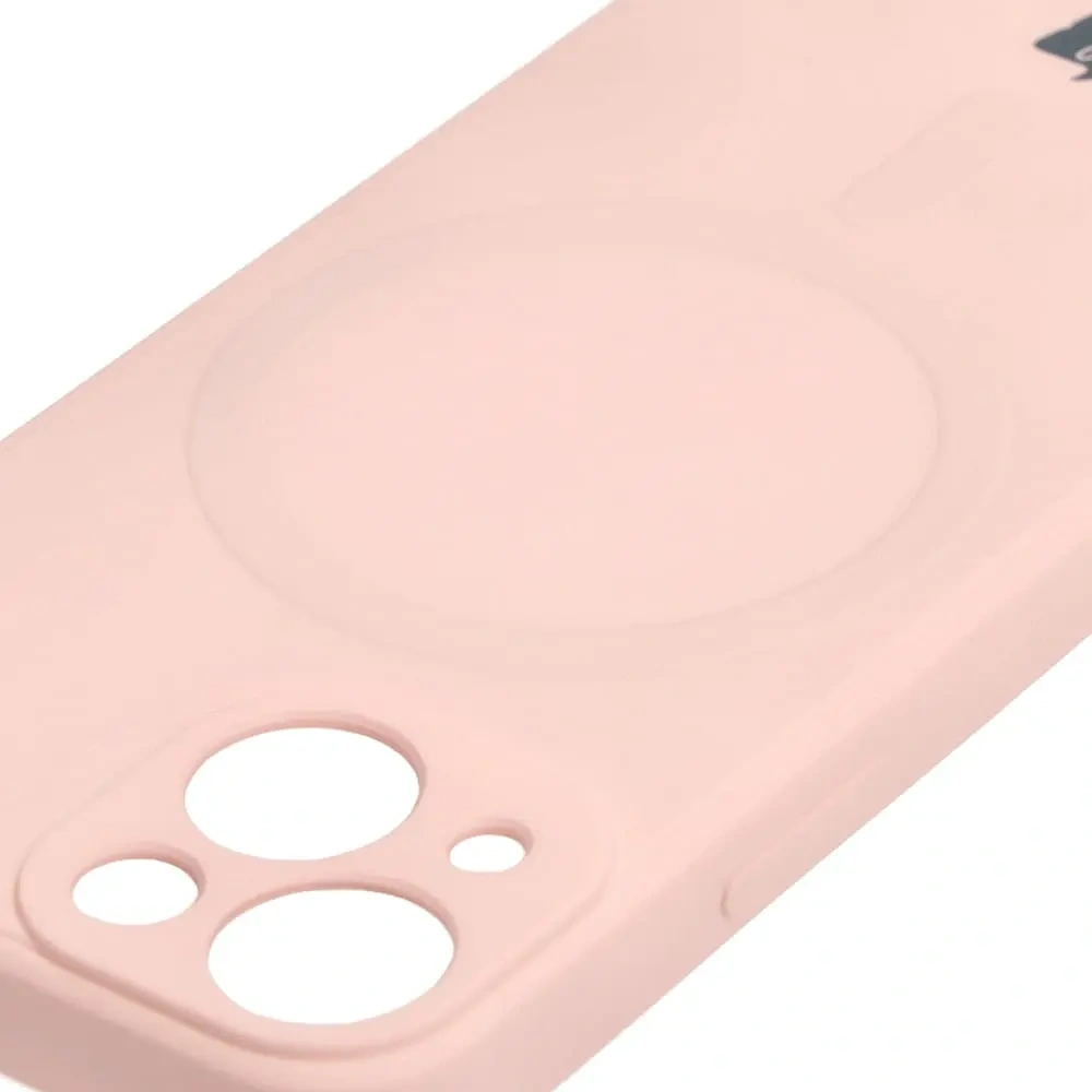 Etui Bizon Case Silicone MagSafe Sq do Apple iPhone 13 Mini jasnoróżowe