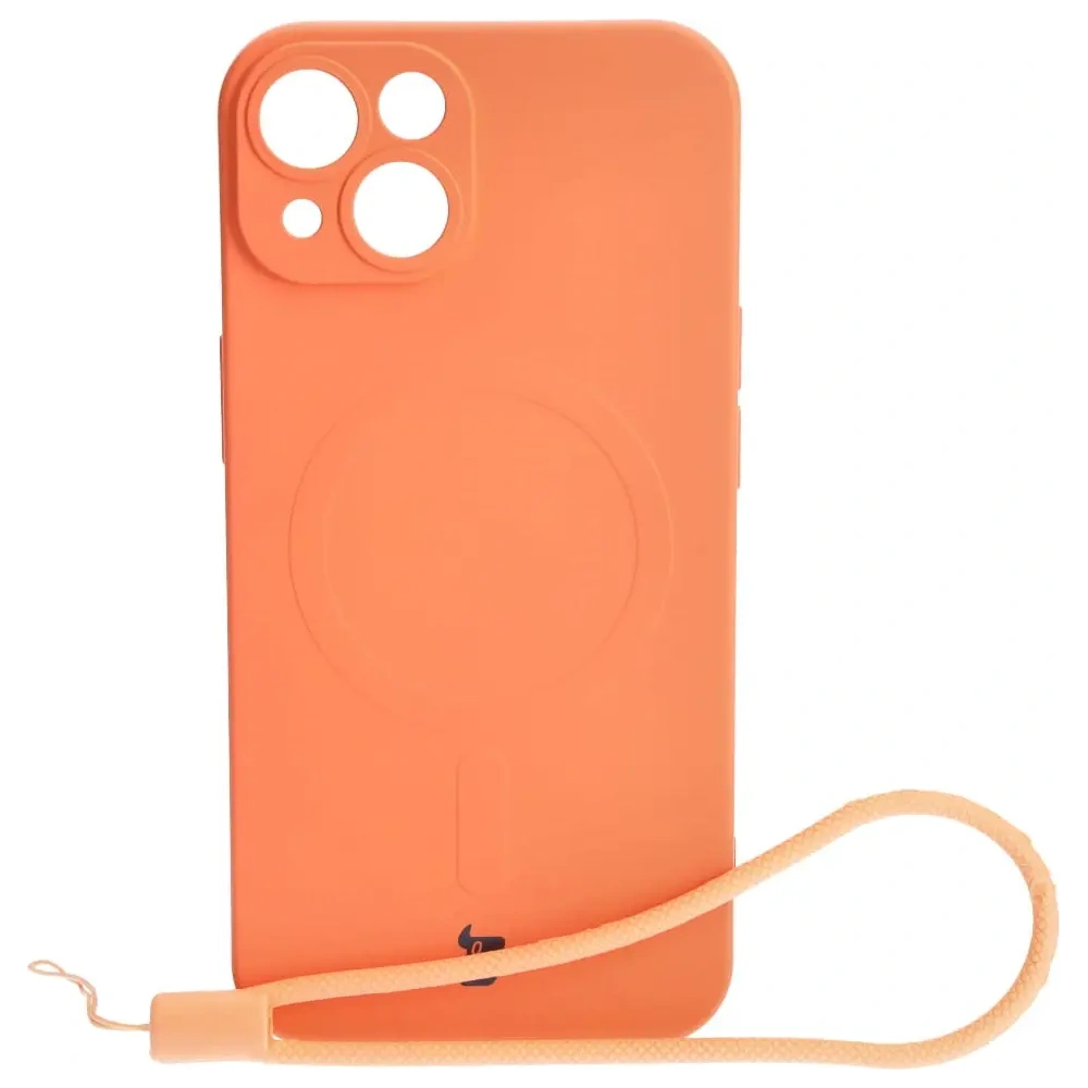 Etui silikonowe z pierścieniem magnetycznym Bizon Case Silicone Magnetic do Apple iPhone 14 marchewkowe