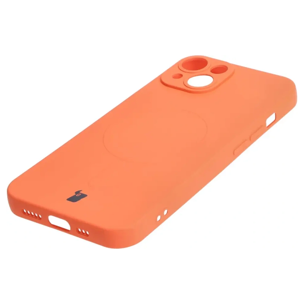 Etui silikonowe z pierścieniem magnetycznym Bizon Case Silicone Magnetic do Apple iPhone 14 marchewkowe