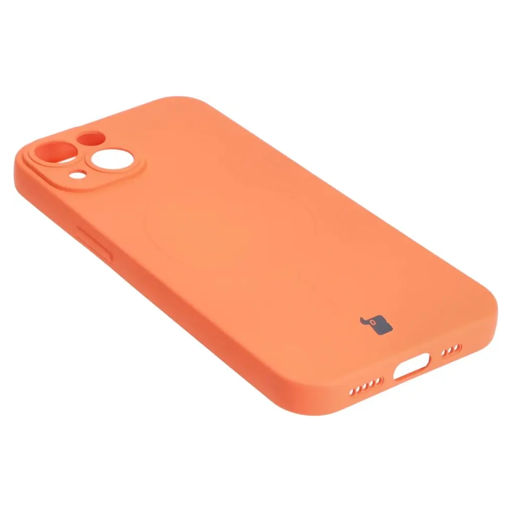 Etui silikonowe z pierścieniem magnetycznym Bizon Case Silicone Magnetic do Apple iPhone 14 marchewkowe