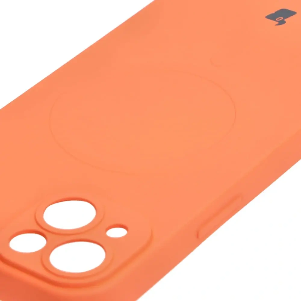 Etui silikonowe z pierścieniem magnetycznym Bizon Case Silicone Magnetic do Apple iPhone 14 marchewkowe