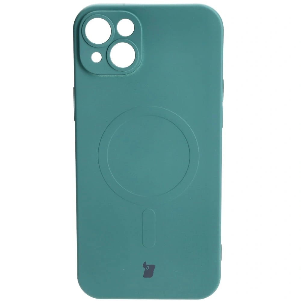 Etui silikonowe z pierścieniem magnetycznym Bizon Case Silicone Magnetic do Apple iPhone 14 Plus ciemnozielone