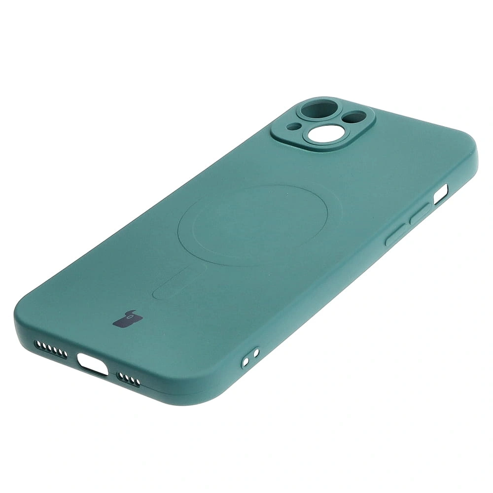 Etui silikonowe z pierścieniem magnetycznym Bizon Case Silicone Magnetic do Apple iPhone 14 Plus ciemnozielone