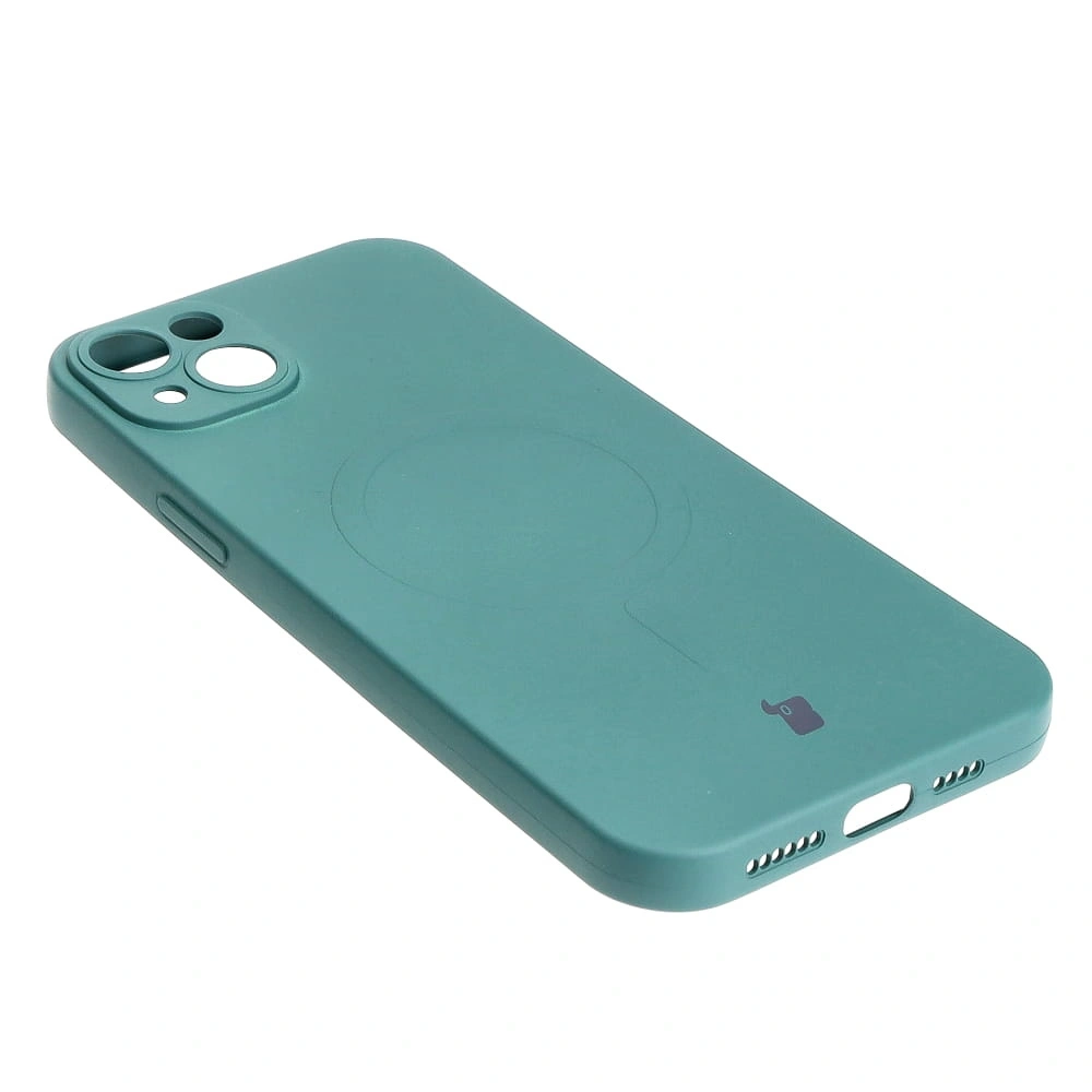 Etui silikonowe z pierścieniem magnetycznym Bizon Case Silicone Magnetic do Apple iPhone 14 Plus ciemnozielone