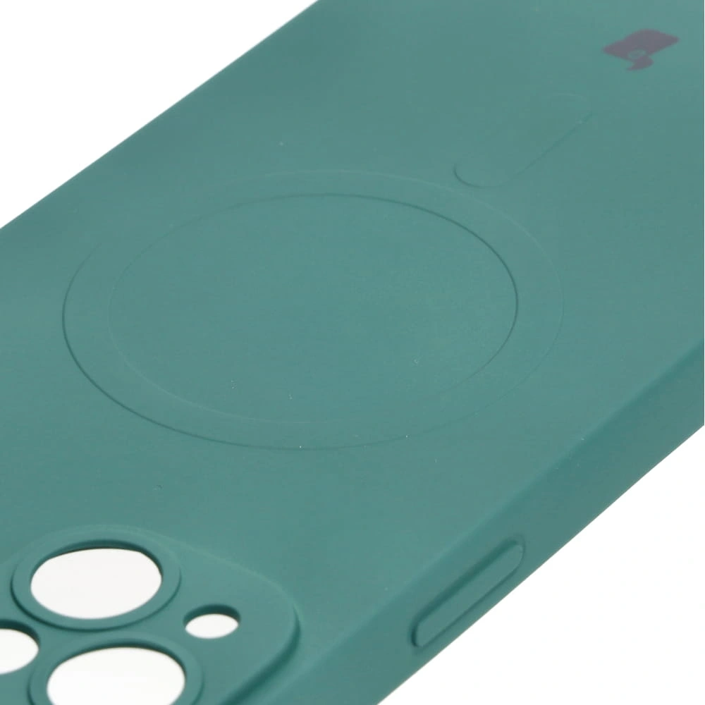Etui silikonowe z pierścieniem magnetycznym Bizon Case Silicone Magnetic do Apple iPhone 14 Plus ciemnozielone