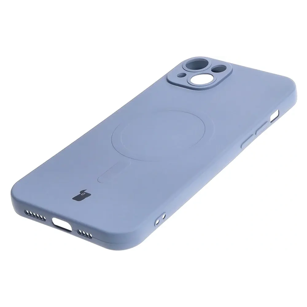 Etui silikonowe z pierścieniem magnetycznym Bizon Case Silicone Magnetic do Apple iPhone 14 Plus szare