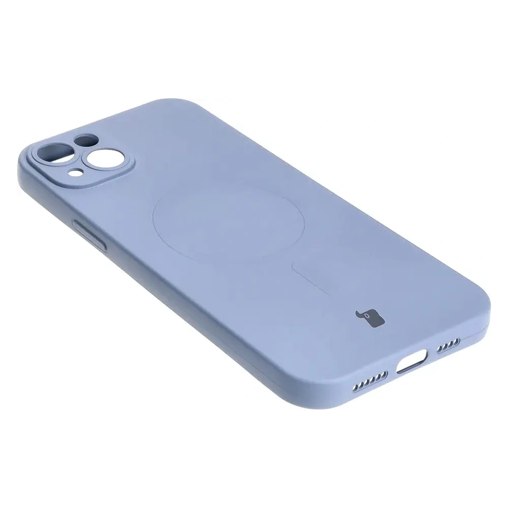 Etui silikonowe z pierścieniem magnetycznym Bizon Case Silicone Magnetic do Apple iPhone 14 Plus szare