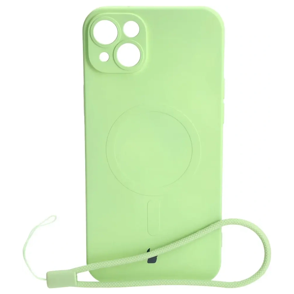 Etui silikonowe z pierścieniem magnetycznym Bizon Case Silicone Magnetic do Apple iPhone 14 Plus jasnozielone