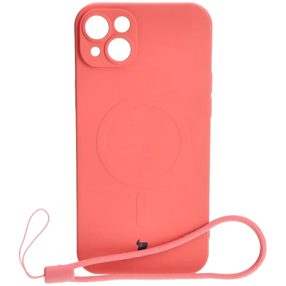 Etui silikonowe z pierścieniem magnetycznym Bizon Case Silicone Magnetic do Apple iPhone 14 Plus brudnoróżowe