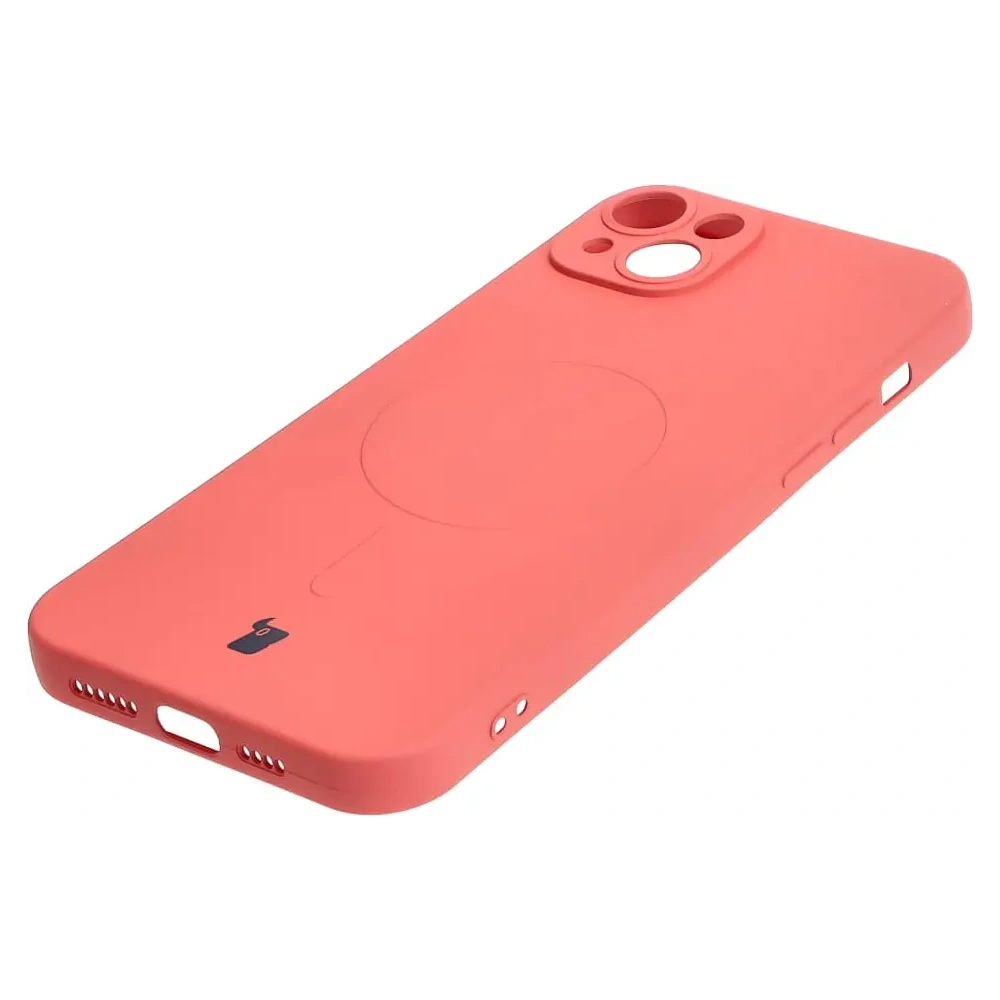 Etui silikonowe z pierścieniem magnetycznym Bizon Case Silicone Magnetic do Apple iPhone 14 Plus brudnoróżowe
