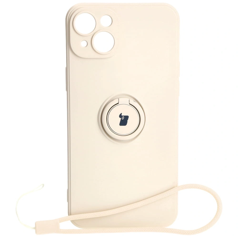 Etui Bizon Case Silicone Ring Sq do Apple iPhone 15 Plus beżowe