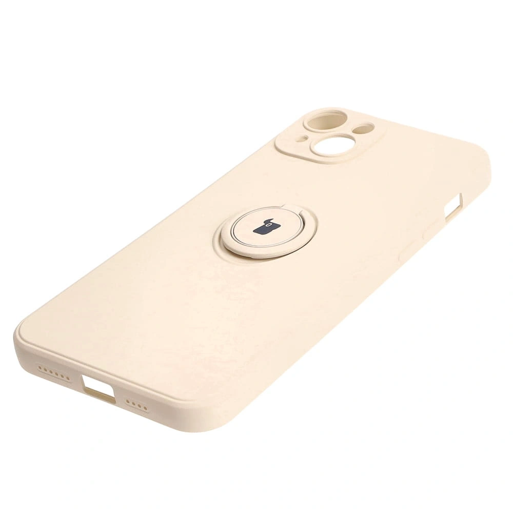 Etui Bizon Case Silicone Ring Sq do Apple iPhone 15 Plus beżowe