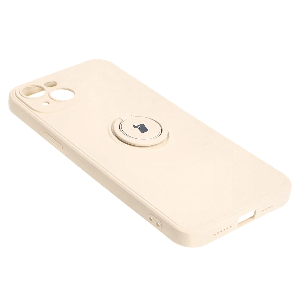 Etui Bizon Case Silicone Ring Sq do Apple iPhone 15 Plus beżowe