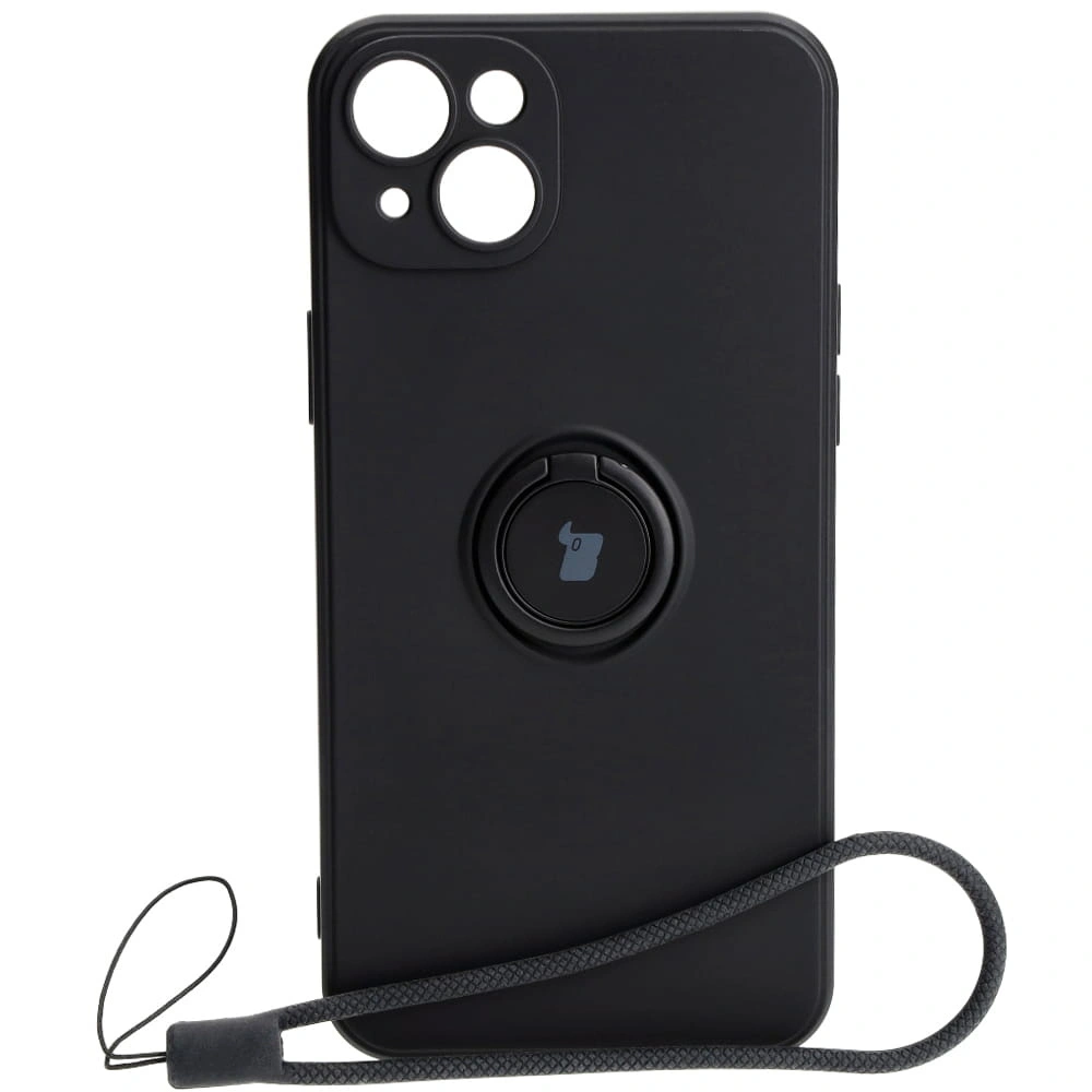 Etui Bizon Case Silicone Ring Sq do Apple iPhone 15 Plus czarne