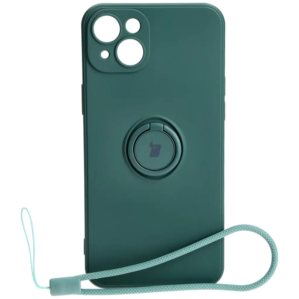 Etui Bizon Case Silicone Ring Sq do Apple iPhone 15 Plus ciemnozielone