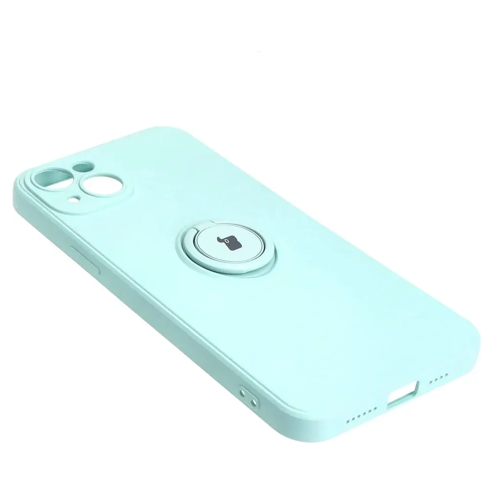 Etui Bizon Case Silicone Ring Sq do Apple iPhone 15 Plus turkusowe