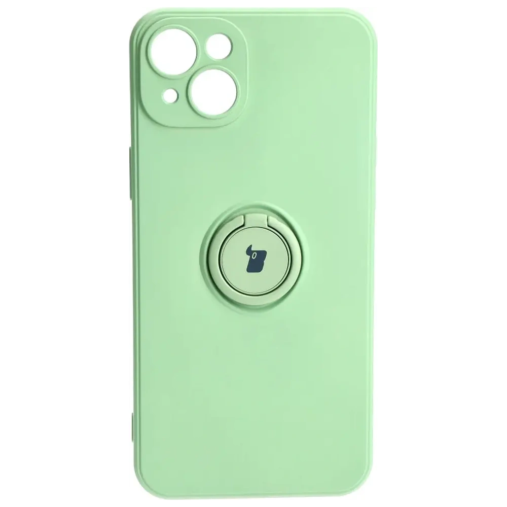 Etui Bizon Case Silicone Ring Sq do Apple iPhone 15 Plus jasnozielone