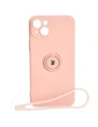Bizon Case Silicone Gyűrű Sq Apple iPhone 15 Plus világos rózsaszín