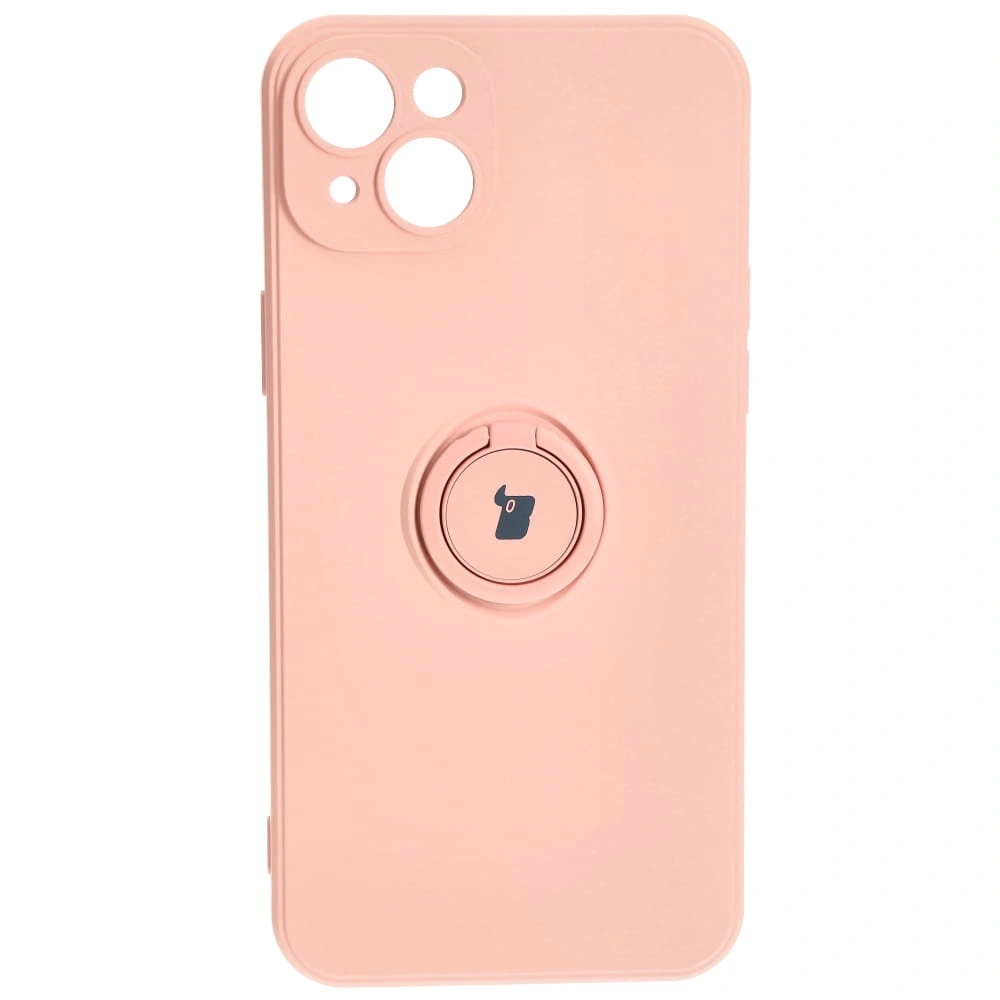 Etui Bizon Case Silicone Ring Sq do Apple iPhone 15 Plus jasnoróżowe