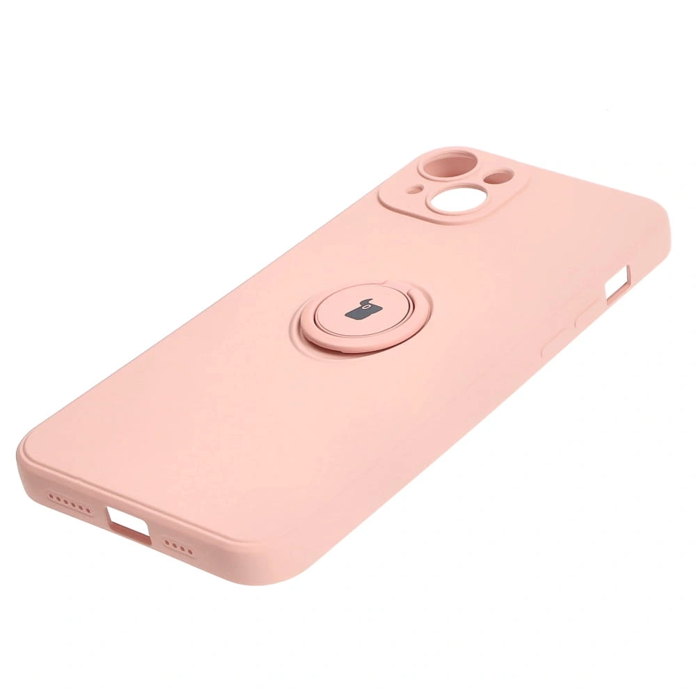 Etui Bizon Case Silicone Ring Sq do Apple iPhone 15 Plus jasnoróżowe