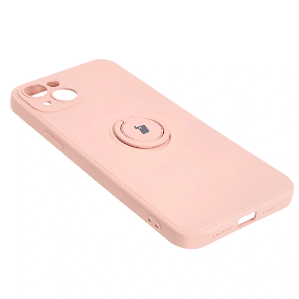 Etui Bizon Case Silicone Ring Sq do Apple iPhone 15 Plus jasnoróżowe