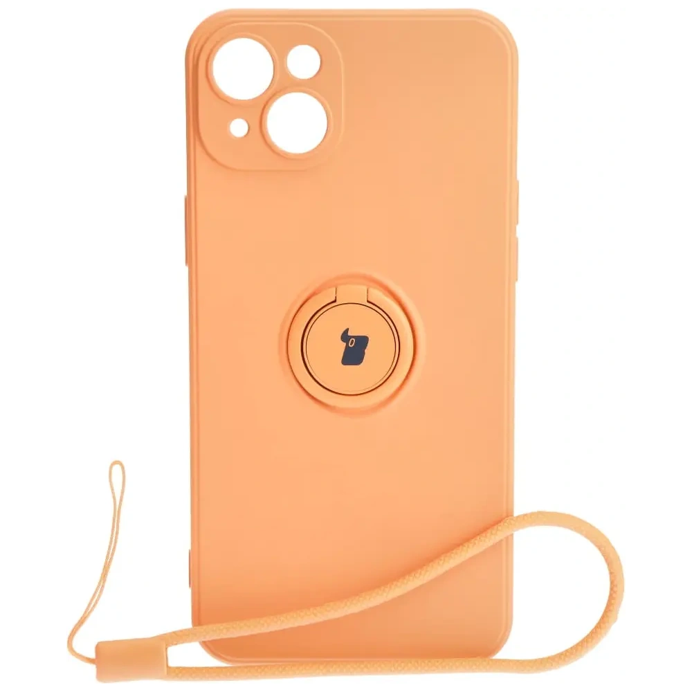 Etui Bizon Case Silicone Ring Sq do Apple iPhone 15 Plus pomarańczowe