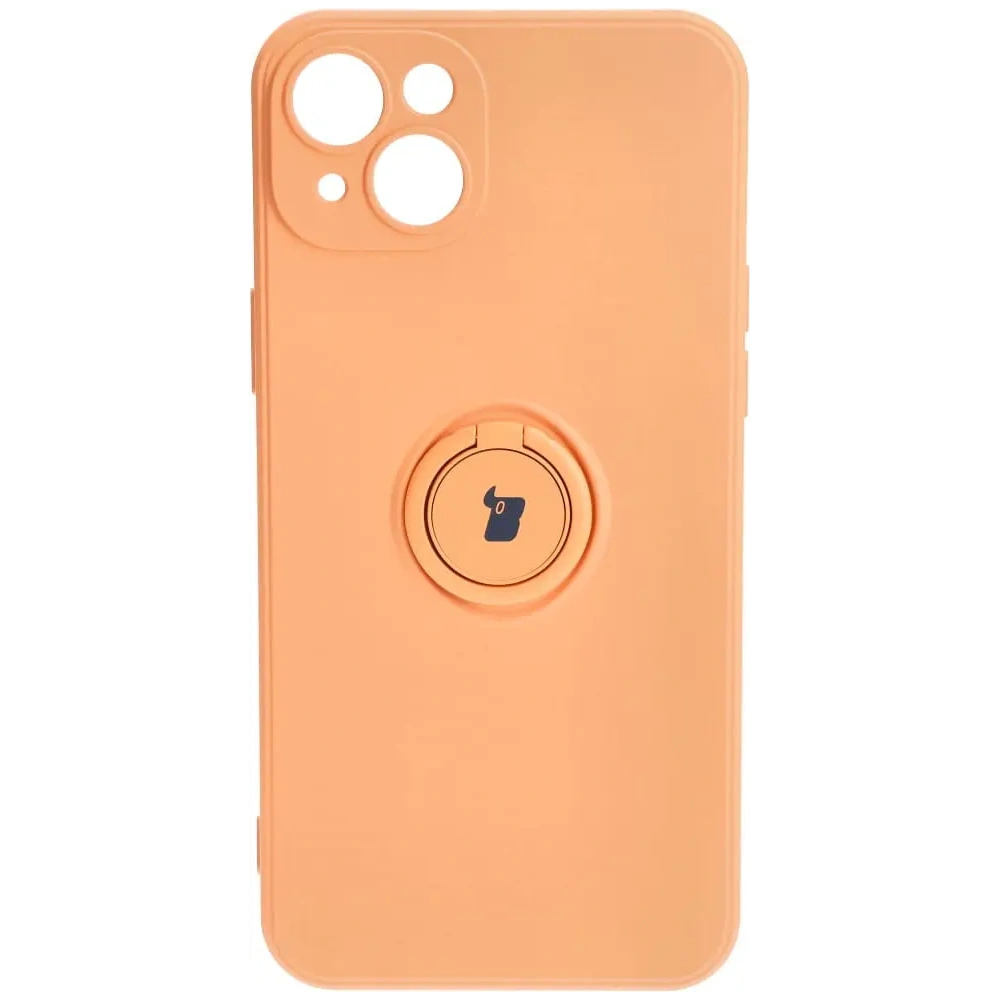 Etui Bizon Case Silicone Ring Sq do Apple iPhone 15 Plus pomarańczowe