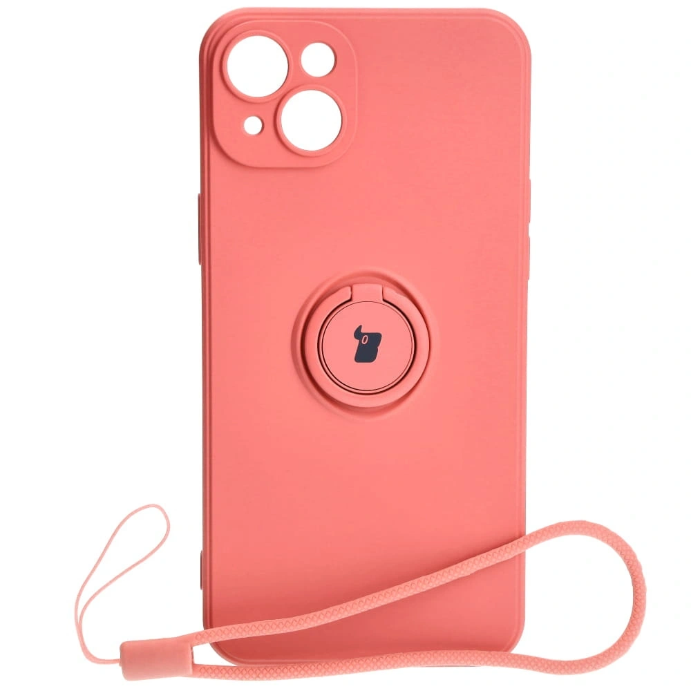 Etui Bizon Case Silicone Ring Sq do Apple iPhone 15 Plus brudny róż
