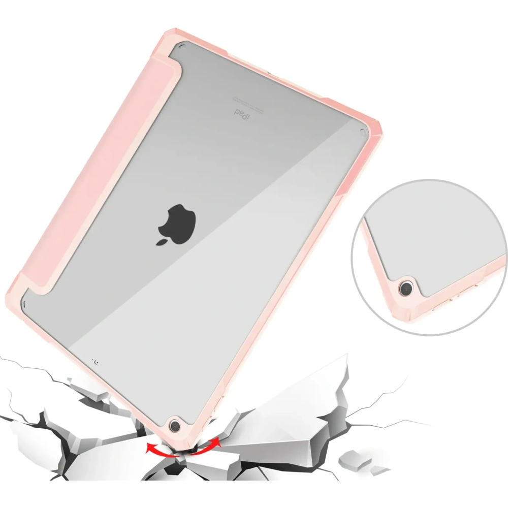 Etui Bizon Case Tab Clear Matt do Apple iPad 9 10.2 2021 / iPad 8 2020/ iPad 10.2 2019 jasnoróżowe