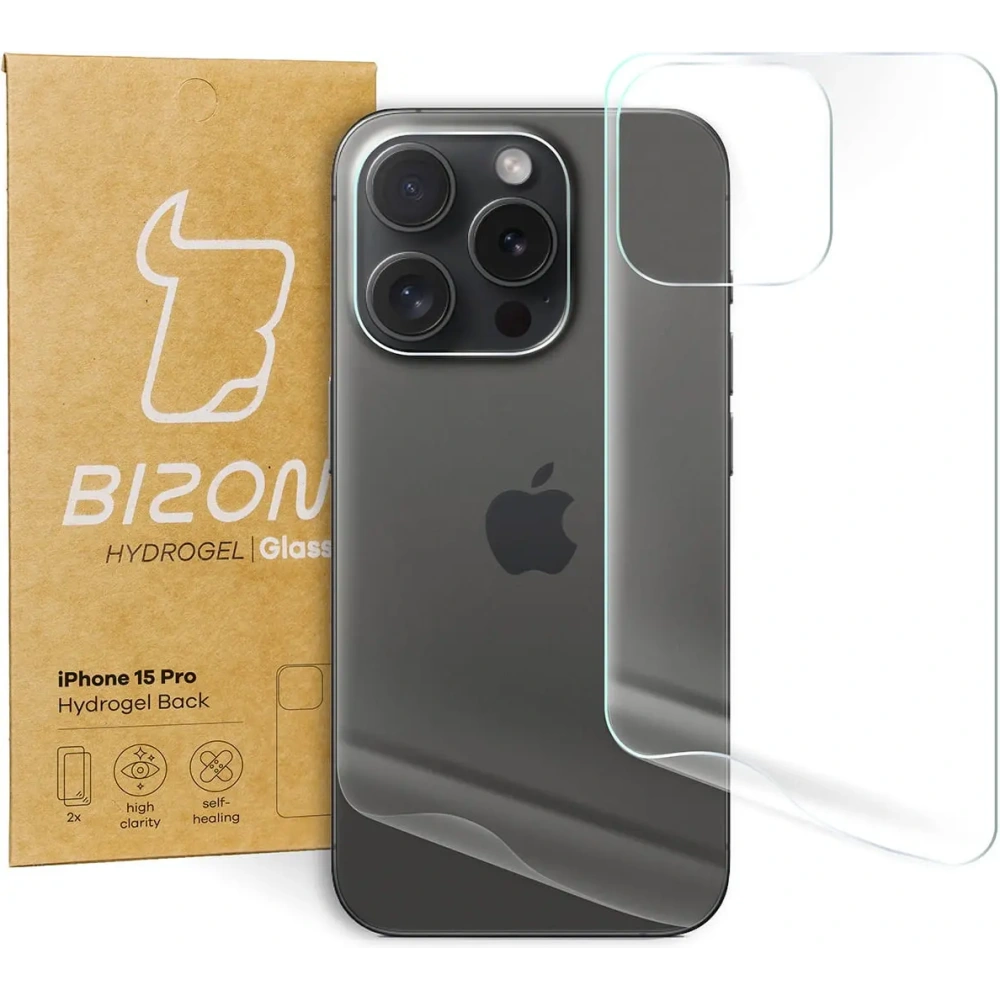 Folia hydrożelowa na tył Bizon Glass Hydrogel Back Apple iPhone 15 Pro [2 PACK]