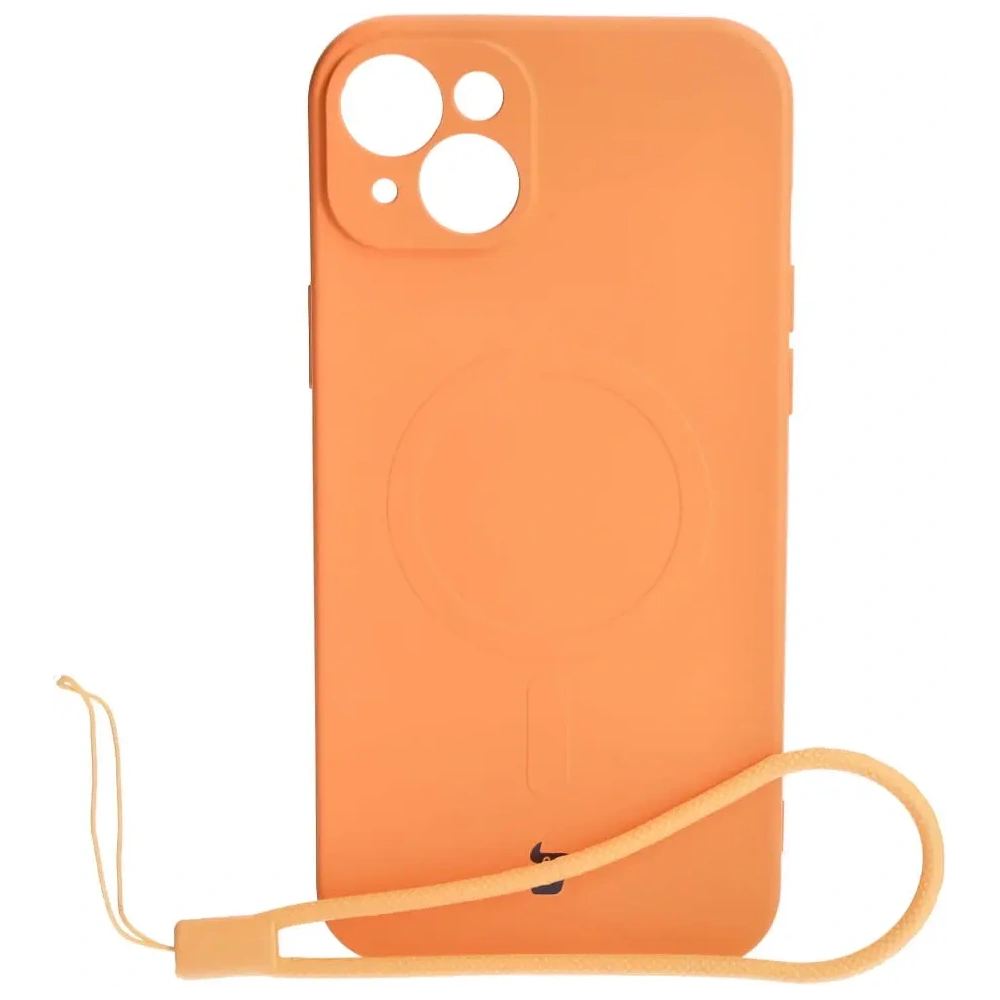 Etui silikonowe z pierścieniem magnetycznym Bizon Case Silicone Magnetic do Apple iPhone 15 Plus marchewkowe