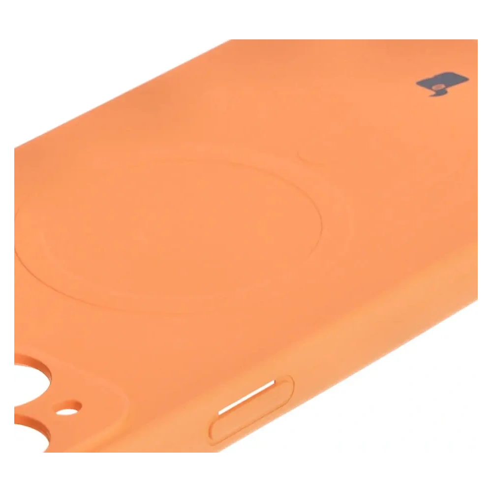 Etui silikonowe z pierścieniem magnetycznym Bizon Case Silicone Magnetic do Apple iPhone 15 Plus marchewkowe