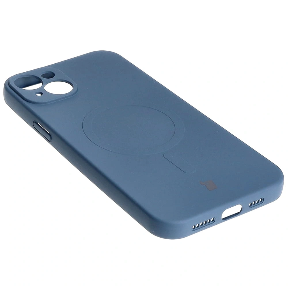 Etui silikonowe z pierścieniem magnetycznym Bizon Case Silicone Magnetic do Apple iPhone 15 Plus granatowe