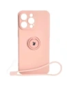 Etui Bizon Case Silicone Ring Sq do Apple iPhone 15 Pro Max světle růžové