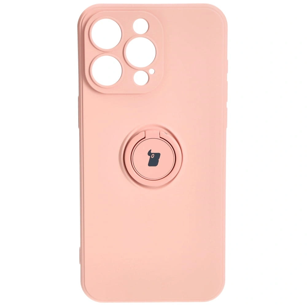 Etui Bizon Case Silicone Ring Sq do Apple iPhone 15 Pro Max jasnoróżowe