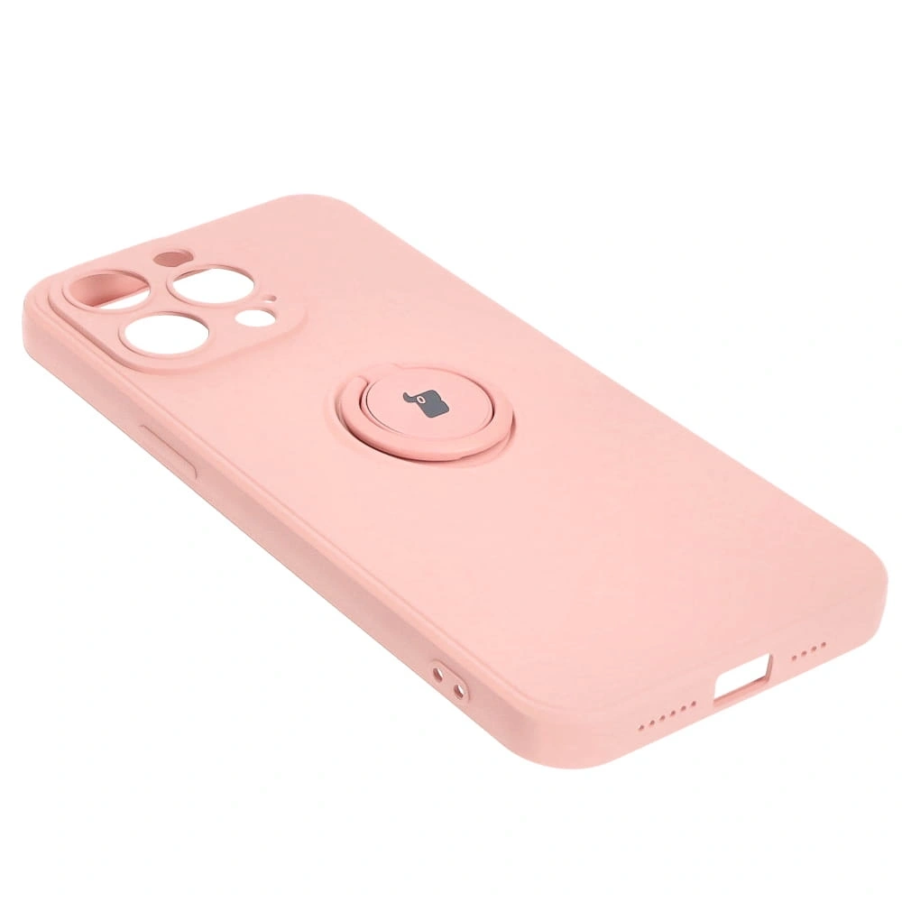 Etui Bizon Case Silicone Ring Sq do Apple iPhone 15 Pro Max jasnoróżowe
