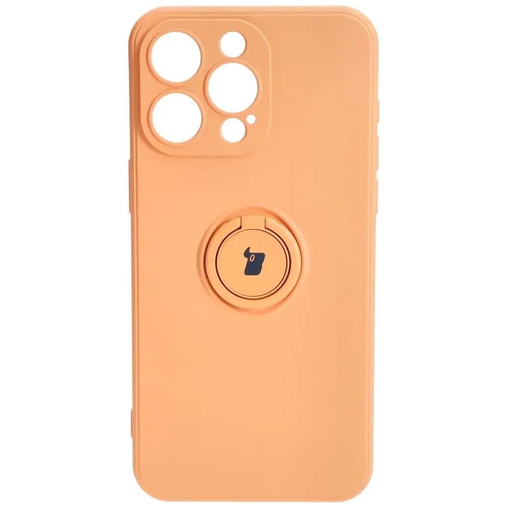 Etui Bizon Case Silicone Ring Sq do Apple iPhone 15 Pro Max pomarańczowe