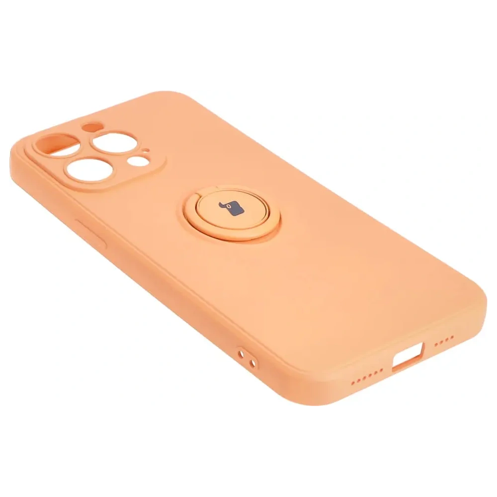 Etui Bizon Case Silicone Ring Sq do Apple iPhone 15 Pro Max pomarańczowe