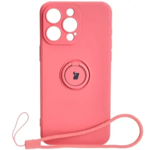 Kup Etui Bizon Case Silicone Ring Sq do Apple iPhone 15 Pro Max brudny róż - BIZ3435 - {ean13} - Sklep Home Screen