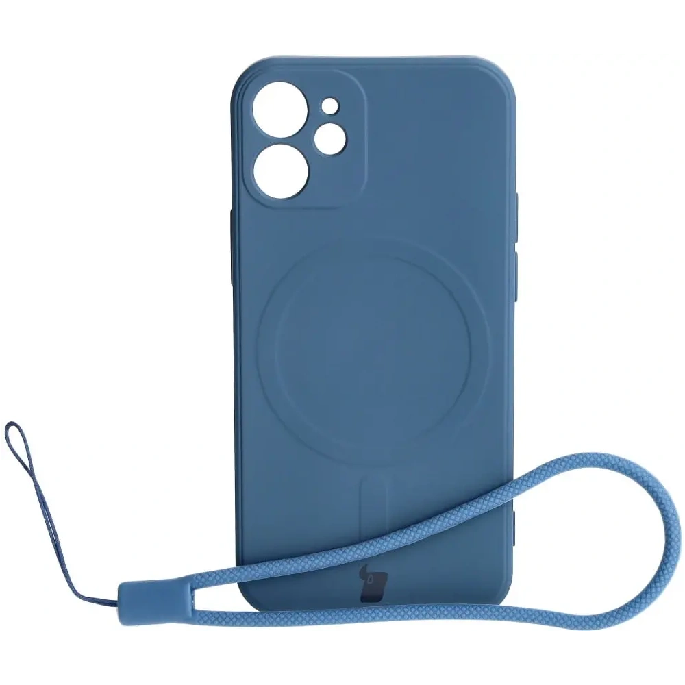 Etui Bizon Case Silicone MagSafe Sq do Apple iPhone 12 Mini granatowe