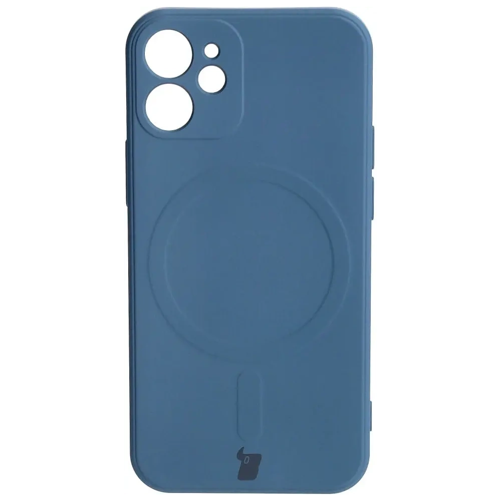 Etui Bizon Case Silicone MagSafe Sq do Apple iPhone 12 Mini granatowe