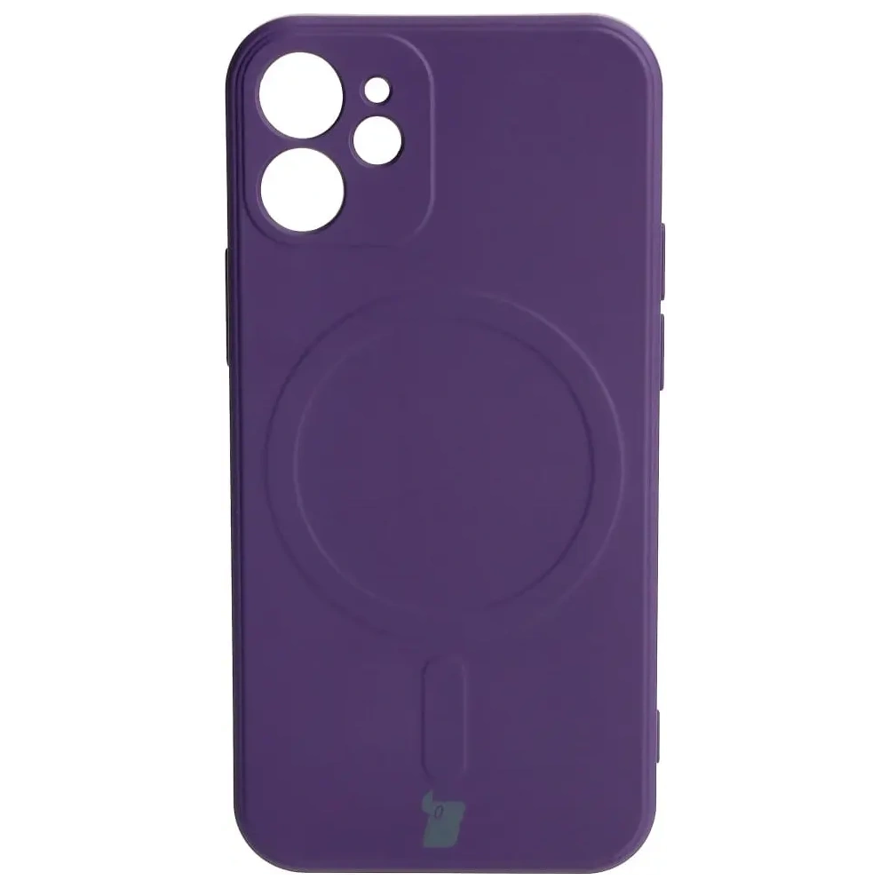 Etui Bizon Case Silicone MagSafe Sq do Apple iPhone 12 Mini śliwkowe